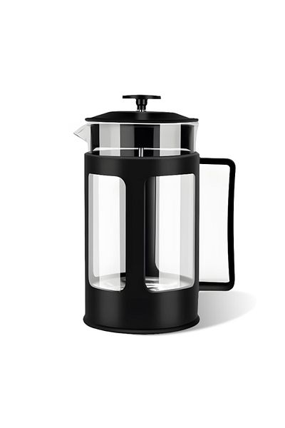 LDA Presă French Press 1000 ml din sticlă cu piston inox – cană infuzie cafea și ceai, mâner rezistent