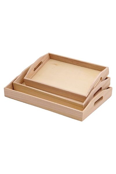 BLA BLA FOAM Set 3 tavi lemn natur, forma dreptunghiulara, cu maner, dimensiuni: 37x25x5, 35x23x5, 31x20x5