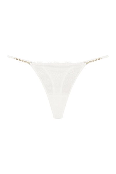 ESOTIQ Chiloți tanga pentru femei cu dantelă frontală și lanțuri decorative | Bonjour