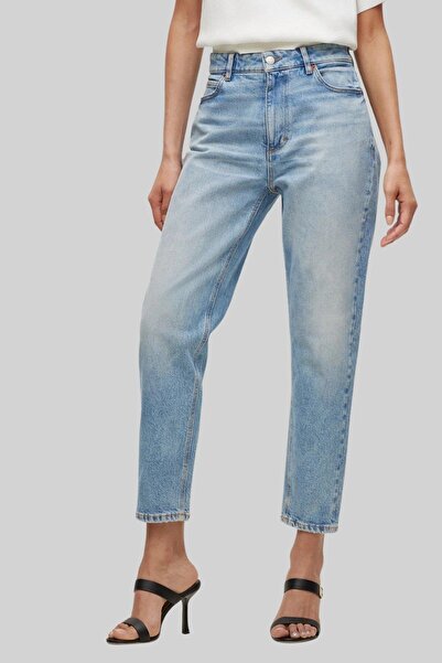 BOSS Kadın Regular Fit Yüksek Belli Kısa Jean Pantolon Mavi 461