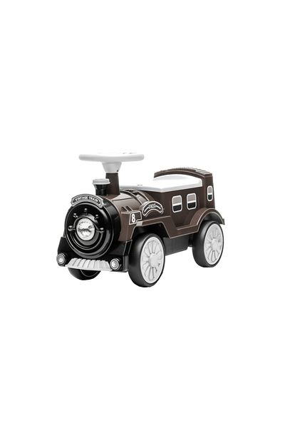 Nichiduta Trenulet fara pedale pentru copii Vintage Train Brown cu spatiu de depozitare sub scaun, r