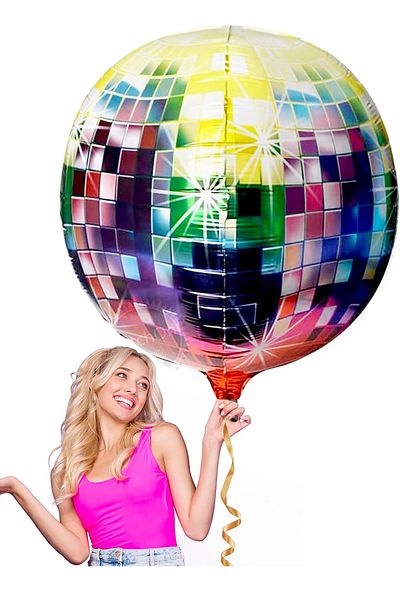 Parti dolabı 60X60 cm 4D Disco Ball Foil Balloon Hologram Printing Colorful Disco Ball Balloon 1Pcs New Year Retro