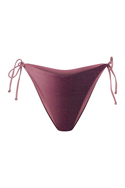 ESOTIQ Slipul de bikini cu talie joasă și legături laterale, model brazilian cu gradient și fir metalic | Zenith