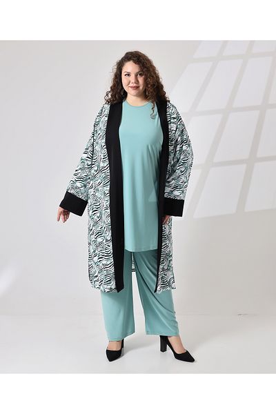 Fi'l Arz Fashion Patterned Plus Size Suit