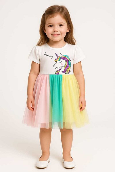 MİLAYS LİFE HOME COLLECTİON Girl's Unicorn Printed Tulle Skirt Birthday and Special Day Dress