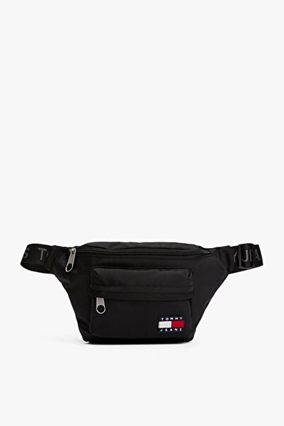 Tommy Hilfiger Erkek Yazı Şeritli Bum Bag Askılı Bel Çantası - Siyah