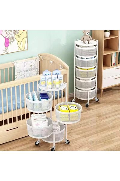 Choice 4-Tier Round Iron Vegetable Basket, White