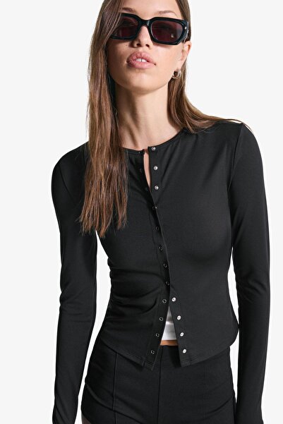 Bershka Long sleeve T-shirt with buttons