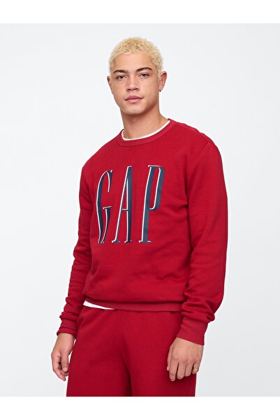 GAP Erkek Kırmızı Logo Fleece Sweatshirt