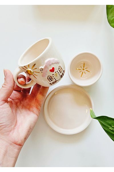 WEBBMODA Handmade Solar Home Cup Set