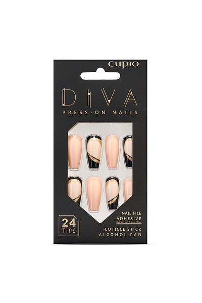 Cupio Σετ ψεύτικων νυχιών Diva - Πολυτελές μαύρο