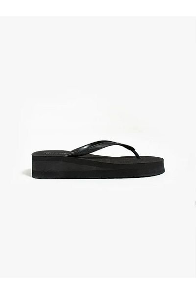 Asix Flip Flops Pamela Negru Platformă Flip Flops PVC Fără Durere Papuci pentru Piscină și Plajă Flip Flops