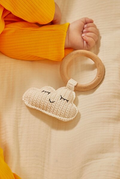 CAPELLA TOYS Doğal Bebek Örgü Amigurumi Diş Kaşıyıcı Bulut Beyaz 9-12 Ay