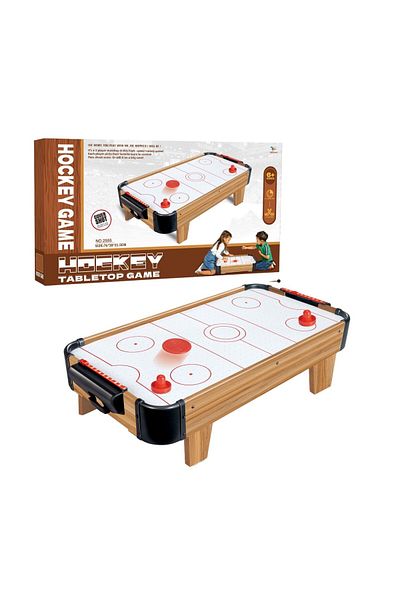 Flippy Graffiti Air Hockey Table with Short Legs, Flippy, Wood, 2 Pucks, Scoreboard, 2 Pushers, Brown