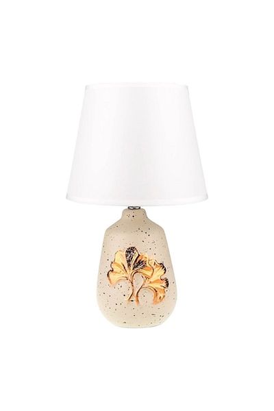 OEM Lampă ceramică cu suport de frunze și abajur din material textil, 20x34 cm, multicoloră