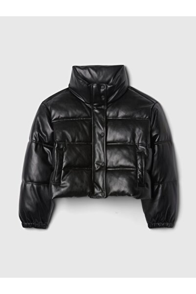 GAP KadınVegan Deri Crop Puffer Şişme Mont