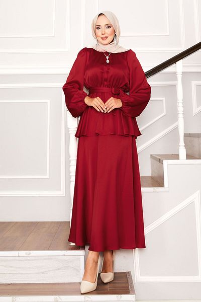 EBRUTESETTÜR Double Hijab Suit with Satin Skirt