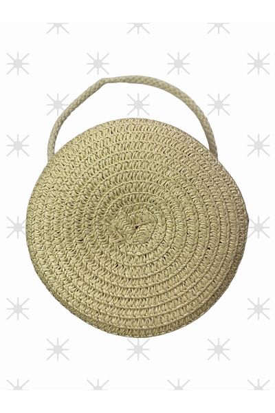 BİGÜMEX Straw Cylinder Model 12 cm Diameter Shoulder Bag