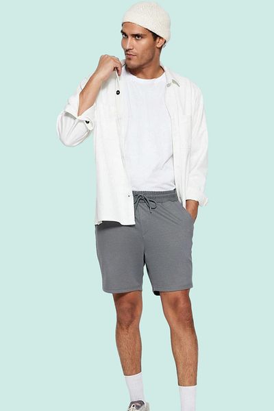 PayBuy Men's Wide-Leg Knitted Shorts Slim Fit Slogan Patterned Daily Use Summer Essential