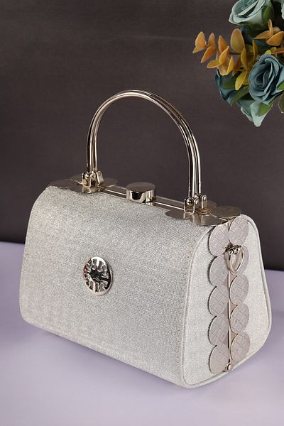 weem bag Elysara Eb0170 |   Pearl Glitter Double Metal Handle Stylish Portfolio Bag