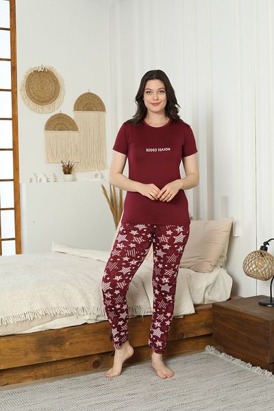 LİLA İÇ GİYİM Women's Milan Short Sleeve Pajama Set