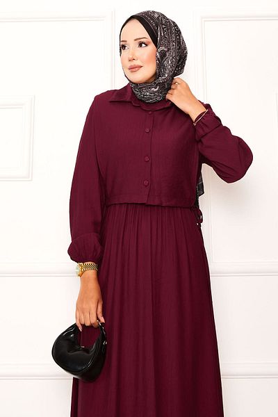 EBRUTESETTÜR Bolero Waist Gathered Hijab Dress Set