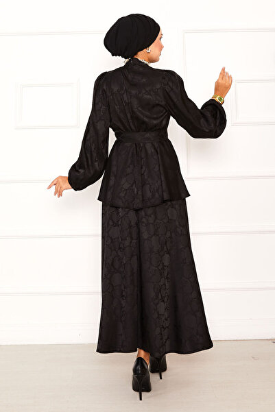 EBRUTESETTÜR Beli Gathered Mobile Belted Jacquard Skirt Suit