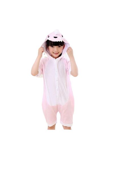 zzz sleep good sleeping !!! Children's short jumpsuit pajamas, dinosaur pattern, pink color, KIGURUMI