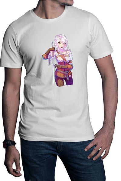 OEM Men's T-shirt The Witcher Ciri Anime Mangaka Girl Hunter