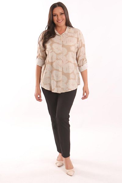 Metpoint Πουκάμισο με μοτίβο βισκόζης Trend42plus Plus Size Mink Rose