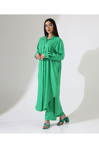 Fi'l Arz Fashion Long Sofia Linen Loose Shirt Suit