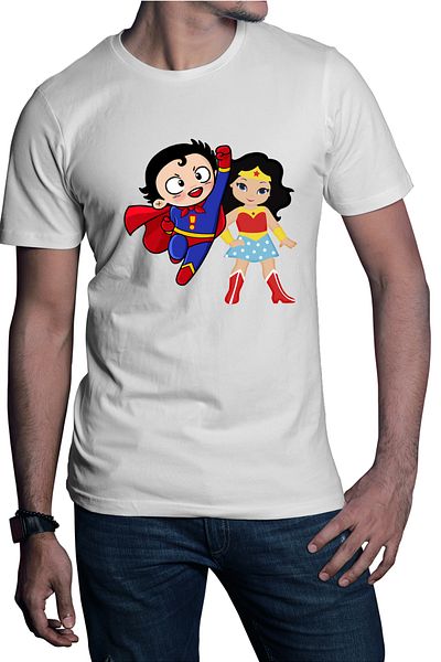 OEM Men's T-shirt Superman Wonder Woman Cartoon Hero Comics