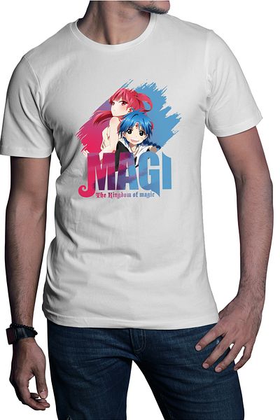 OEM Men's T-shirt Magi The Labyrinth of Magic Morgiana Alladin Brush Logo