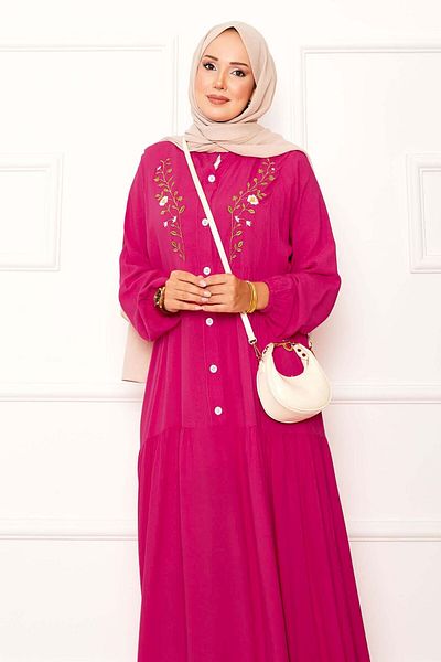 EBRUTESETTÜR Embroidery Detailed Half Button Dress