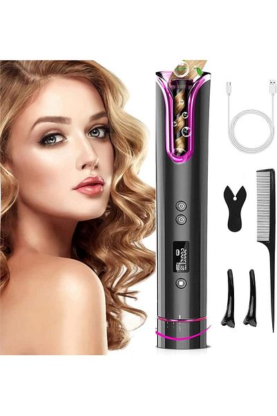 Saharaz Curling Iron, Cordless Automatic Curling Iron,Fast Heating,with LCD Display,Anti-scalding& Safe