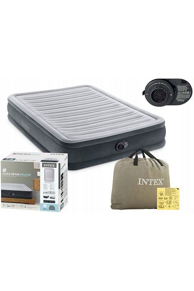 Intex Saltea gonflabilă Comfort-Plush, 137 x 191 x 33 cm, cu compresor încorporat #67768