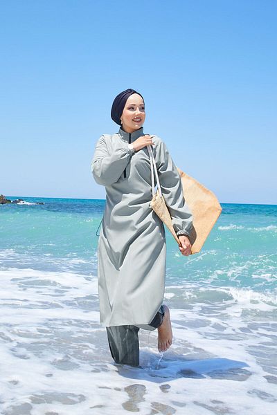 EBRUTESETTÜR Half Zipper Adjustable Waist Hijab Swimsuit