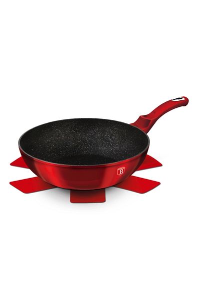 Berlinger Haus Wok with marble surface 28 cm Burgundy Metallic Line