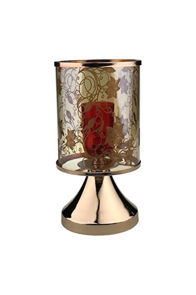 OEM Lampă de masă metalică cu senzor și abajur floral din sticlă, model M2