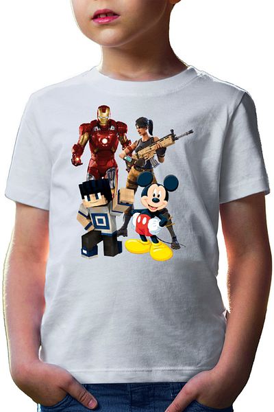 OEM Ironman Mickey Mouse Minecraft Fortnite Games Kids T-shirt