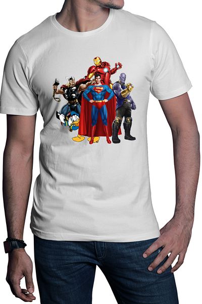 OEM Men's T-shirt Thor Donald Duck Superman Ironman Thanos Villian Hero Cool