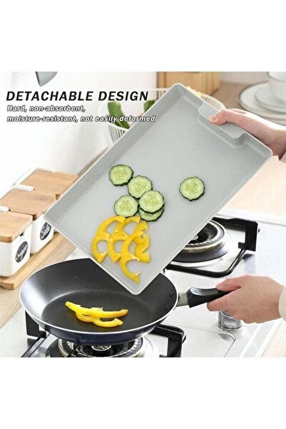 Lumely Kitchen Wooden Chopping Board, Plastic Tray,Easy Waste Removal and Food Prep, Anti-Skid,Hangable