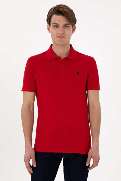 U.S. Polo Assn. Men's Slim Fit Polo Neck Red Basic T-Shirt 50297984-Vr030
