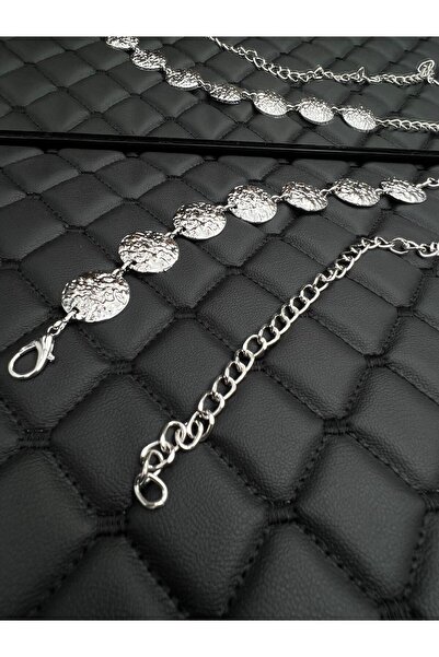 Mynoa 7-Piece Round Silver Waist Chain, Women's Belt, Chain Belt