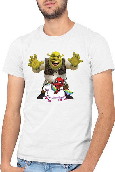 OEM Tricou barbati Shrek Deadpool Scary Unicorn