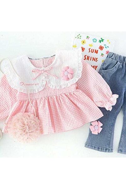 OEM Pink two-piece outfit with flared jeans COSMINA