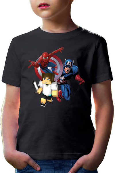 OEM Tricou copii Captain America Spiderman Minecraft Super Hero Save