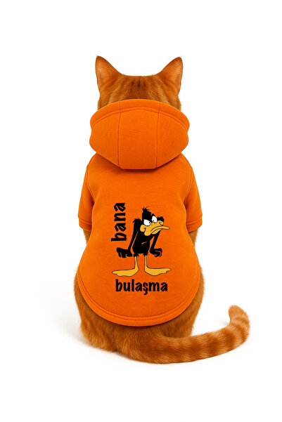 Buddy Store سويت شيرت بقلنسوة برتقالي اللون من Cat Outfit Dont Mess With Me مقاس M