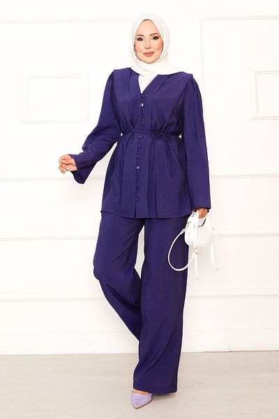 EBRUTESETTÜR Birt Buttoned Mobile Belted Double Suit