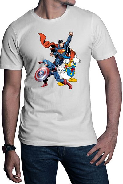OEM Tricou barbati Captain America Superman Donald Duck Hero Strong Cool